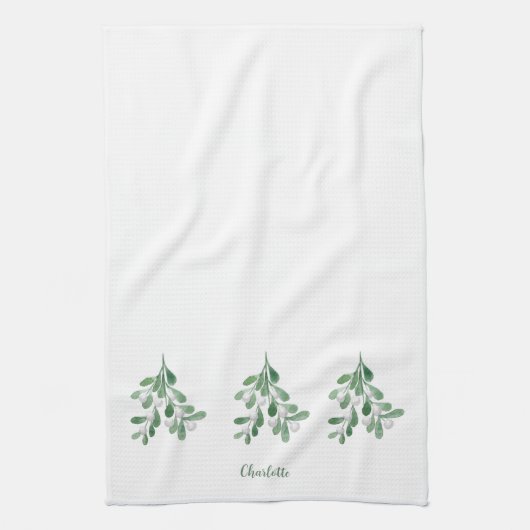 Personalisiert Mistletoe Geschirrtuch (Vertikal)