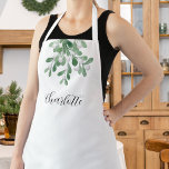 Personalisiert Mistletoe Greenery Schürze<br><div class="desc">Diese Weihnachtsfeier ist mit Aquarellmalerei und stilvoller Typografie dekoriert. Einfach anpassbar. Weil wir unsere Kunstwerke erstellen,  werden Sie dieses exakte Bild von anderen Designern nicht finden. Original Wasserfarbe © Michele Davies.</div>