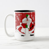 Personalisiert Mistletoe Santa Zweifarbige Tasse (Links)