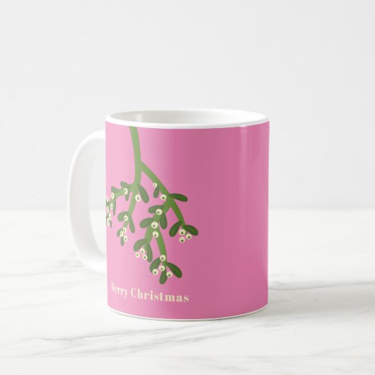 Personalisiert Mistletoe Weihnachtskaffee Tasse (Vorderseite Links)