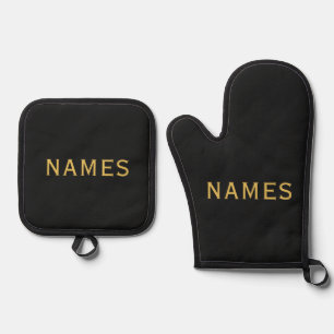 Personalisiert mit 2 Nachnamen oder Spitznamen dar Ofenhandschuh & Topflappen-Set