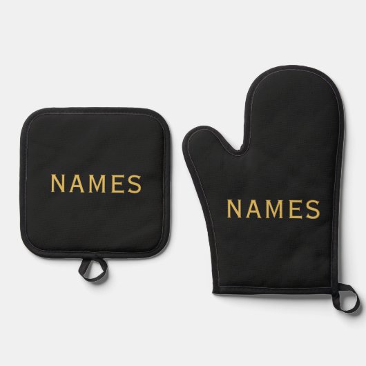 Personalisiert mit 2 Nachnamen oder Spitznamen dar Ofenhandschuh & Topflappen-Set (Vorderseite)