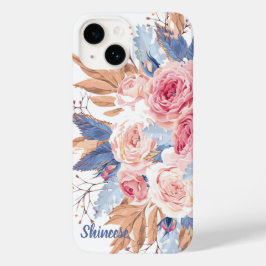 personalisiert mit Blau und Blau Blume Case Mat
