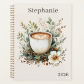Personalisiert mit Blumen-Kaffee-Motiv Planer (Vorderseite)
