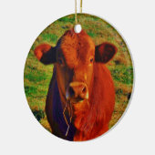 Personalisiert mit dem Namen BABY BROWN COW EATING Keramikornament (Links)