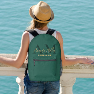 Personalisiert mit dem Namen Green Gold Modern Mon Bedruckter Rucksack