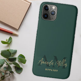 Personalisiert mit dem Namen Green Gold Modern Mon Case-Mate iPhone Hülle