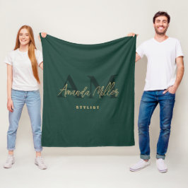 Personalisiert mit dem Namen Green Gold Modern Mon Fleecedecke