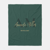 Personalisiert mit dem Namen Green Gold Modern Mon Fleecedecke (Vorderseite)