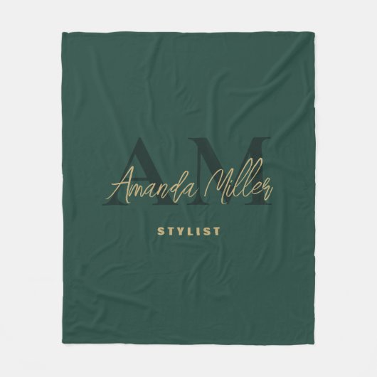 Personalisiert mit dem Namen Green Gold Modern Mon Fleecedecke (Vorderseite)