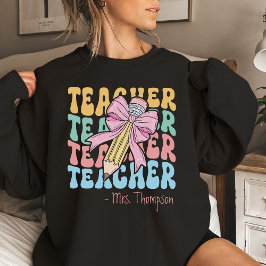 Personalisiert mit dem Namen Pink Bow Lehrer Custo Sweatshirt