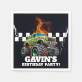 Personalisiert mit dem Namen Retro Monster Truck Serviette (Vorderseite)