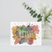 Personalisiert mit farbenfrohen Spritzern Postkarte (Stehend Vorderseite)
