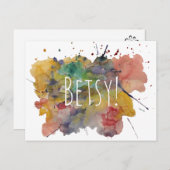 Personalisiert mit farbenfrohen Spritzern Postkarte (Vorne/Hinten)