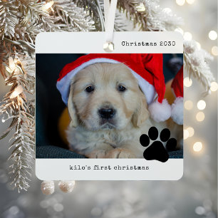 Personalisiert mit Foto Dog's ersten Weihnachten Ornament Aus Metall