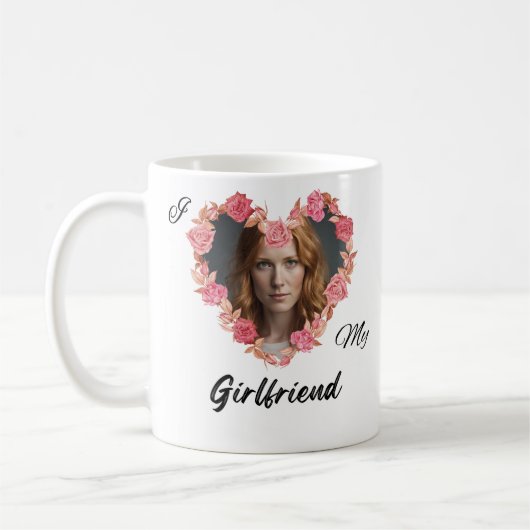 Personalisiert mit Foto I Liebe My Girlfriend Tass Kaffeetasse (Links)