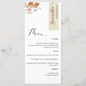 Personalisiert mit Gastname, Beige Earthy Blooms Menükarte (Vorderseite)