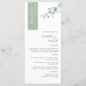 Personalisiert mit Gastname, blassgrüne Hochzeit Menükarte (Vorderseite)