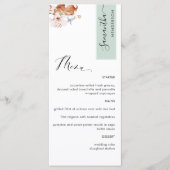 Personalisiert mit Gastname, Green Earthy Blooms Menükarte (Vorderseite)