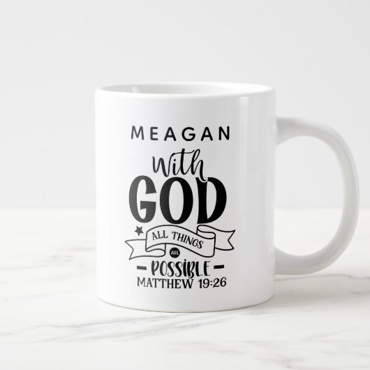 Personalisiert mit Gott sind alle Dinge möglich Jumbo-Tasse (Rechts)