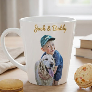 Personalisiert mit Hundfoto und Besitzerbild darau Milchtasse