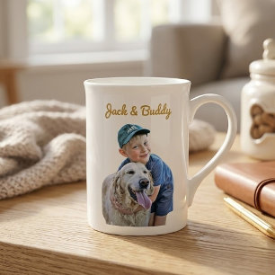 Personalisiert mit Hundfoto und Besitzerbild darau Porzellantasse