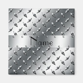 Personalisiert mit Ihrem Namen Diamantblech Stahl Magnet (Vorne)