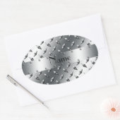 Personalisiert mit Ihrem Namen Diamantblech Stahl Ovaler Aufkleber (Umschlag)