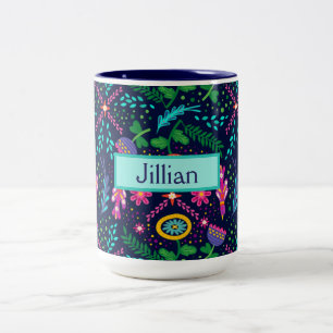 Personalisiert mit Ihrem Namen Folk Art Zweifarbige Tasse