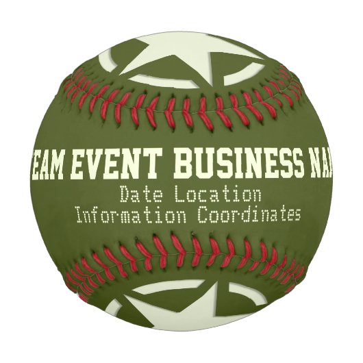 Personalisiert mit Ihrem Text-Star-Event-Ball Baseball (Vorderseite)