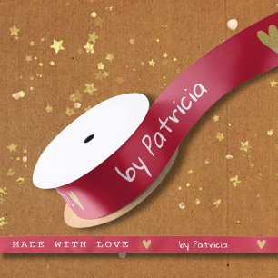 Personalisiert Mit Liebe Hergestellt Rotes Und Gol Satinband