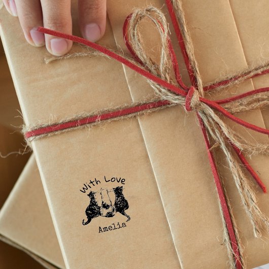 Personalisiert mit Liebe Katzenselbstfärbende Brie Permastempel