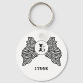 Personalisiert Mit Monogramm Angel Wings Schlüsselanhänger (Vorderseite)