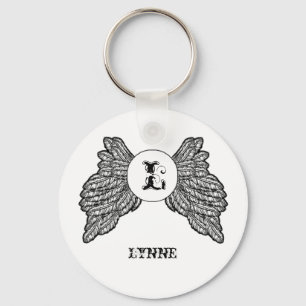 Personalisiert Mit Monogramm Angel Wings Schlüsselanhänger