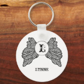 Personalisiert Mit Monogramm Angel Wings Schlüsselanhänger (Vorderseite)