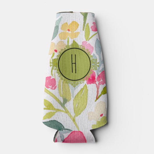 Personalisiert Mit Monogramm Blume Flaschenkühler (Vorderseite)