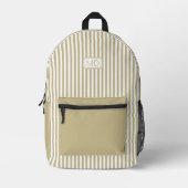 Personalisiert Mit Monogramm Khaki Shade Stripes Bedruckter Rucksack (Vorderseite)