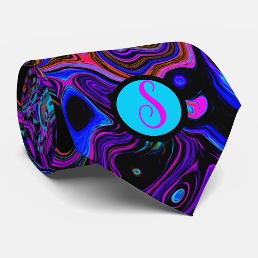 Personalisiert Mit Monogramm Lila und schwarz Krawatte (Gerollt)