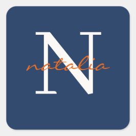 personalisiert mit Monogramm Quadratischer Aufkleber