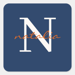 personalisiert mit Monogramm Quadratischer Aufkleber