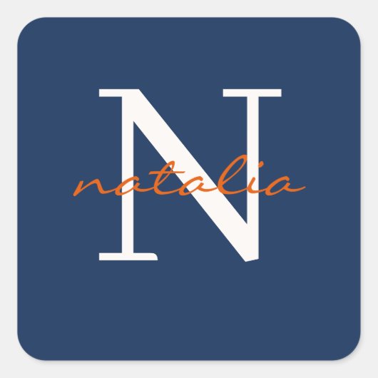 personalisiert mit Monogramm Quadratischer Aufkleber (Vorderseite)