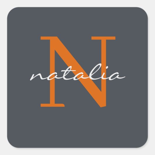 personalisiert mit Monogramm Quadratischer Aufkleber (Vorderseite)