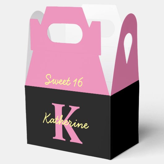 Personalisiert Mit Monogramm Schwarz Moderne Süße Geschenkschachtel (Geöffnet)