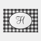 Personalisiert Mit Monogramm Schwarz/Weiß Kariert Fußmatte (Vorderseite)