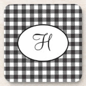 Personalisiert Mit Monogramm Schwarz/Weiß Kariert Getränkeuntersetzer (Vorderseite)