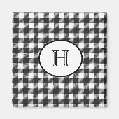 Personalisiert Mit Monogramm Schwarz/Weiß Kariert Magnet (Vorne)