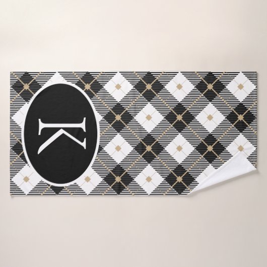 Personalisiert Mit Monogramm Schwarz-weißes Gold K Badehandtuch (Badehandtuch)