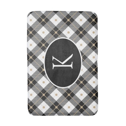 Personalisiert Mit Monogramm Schwarz-weißes Gold K Badematte (Vorderseite Vertikal)