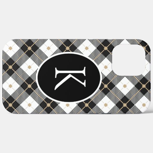 Personalisiert Mit Monogramm Schwarz-weißes Gold K Case-Mate iPhone Hülle (Rückseite (Horizontal))