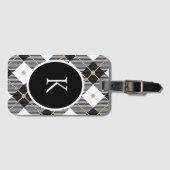 Personalisiert Mit Monogramm Schwarz-weißes Gold K Gepäckanhänger (Vorderseite (Horizontal))